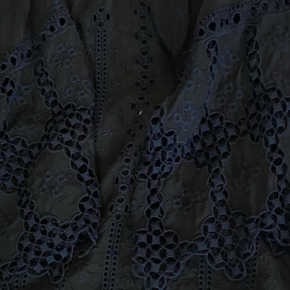 SOLD Johnny Was Black Embroidered Eyelet Lace S (fit M) Long Bell Sleeve Tunic - Picture 15 of 16